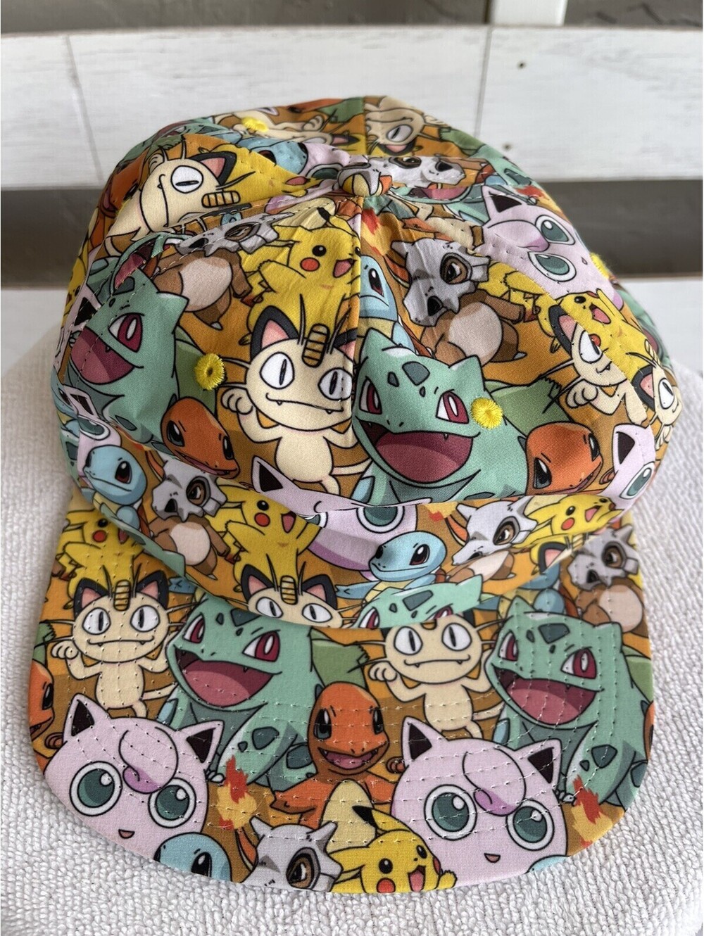 Pokemon Characters All Over Pastel Print Snap Back Hat 2018 Adjustable.